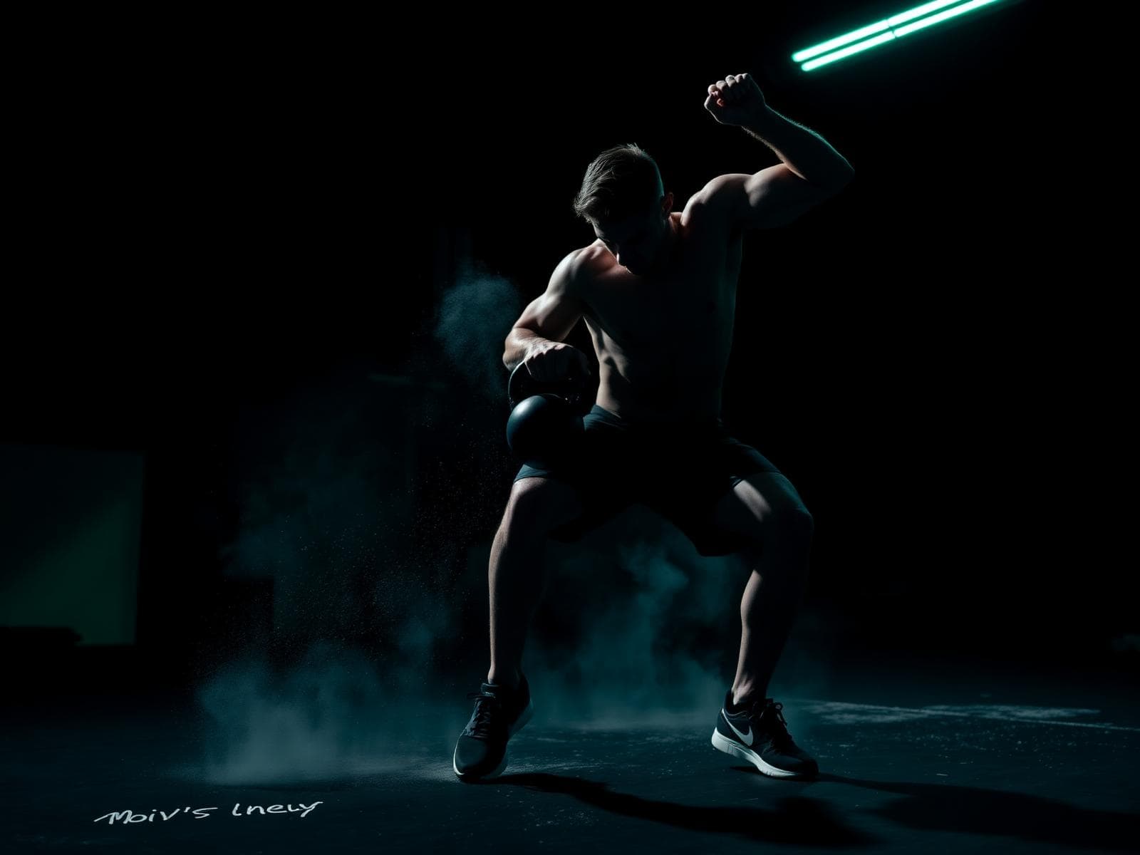 Athlete performing an explosive kettlebell workout